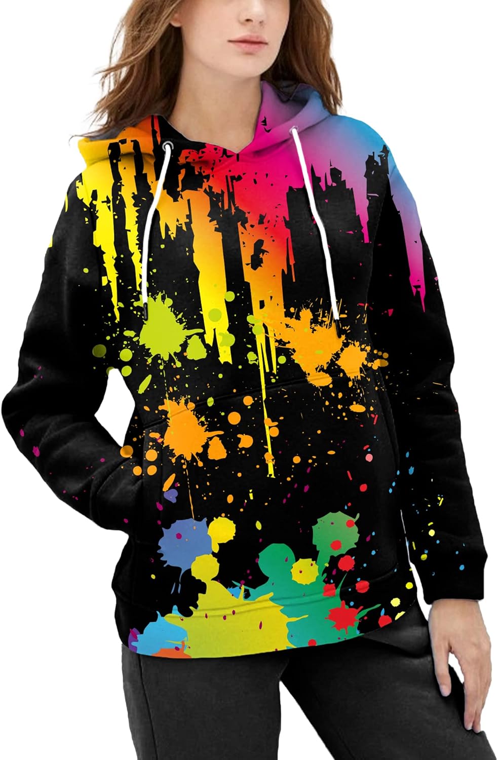 Unisex Realistic 3D Print Galaxy Pullover Hooded Sweatshirt Hoodies with Big Pockets - Image 3