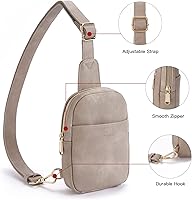 Vista 39 de Telena Riñonera pequeña para mujer, de cuero, cangureras, bolsa de pecho para mujer