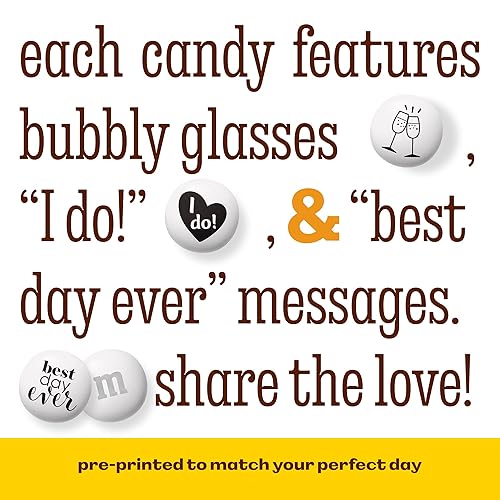 Miniatura 5 de M&M'S Caramelos de chocolate con leche con temática de boda, 5 libras surtidas prediseñadas para recién casados, I Do Wedding Decor White Wedding