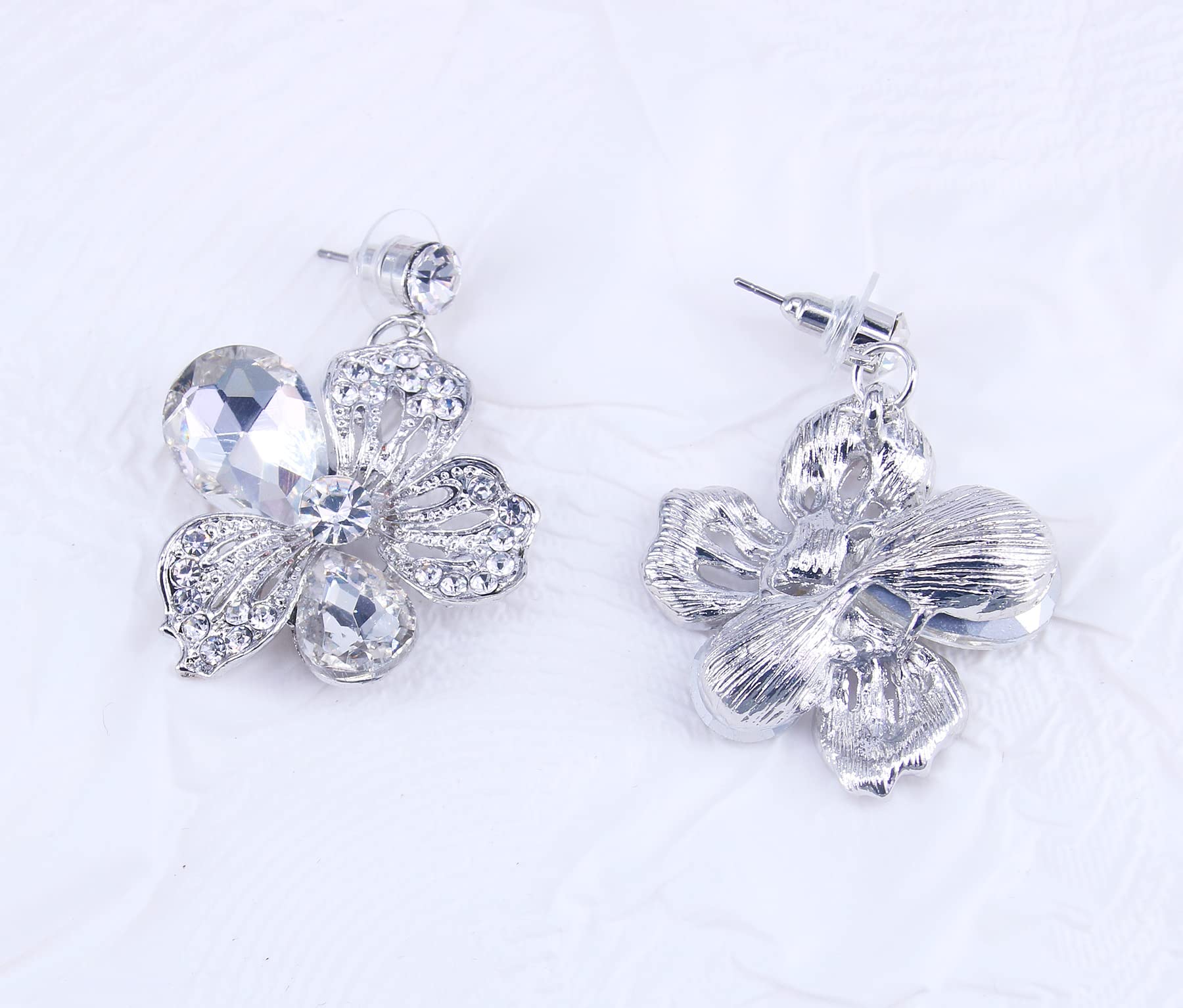 Juego de joyas para novia con diseño de rosas, para boda, collar y pendientes