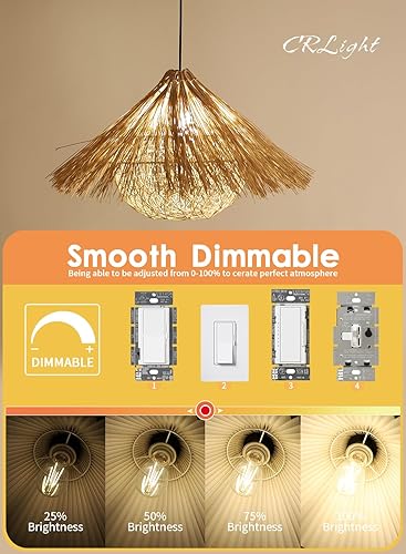 Miniatura 4 de CRLight Bombilla LED Edison regulable de 8 W, equivalente a 800 lúmenes, 3200 K, blanco suave, E26, vintage, transparente, ST64, bombillas LED de