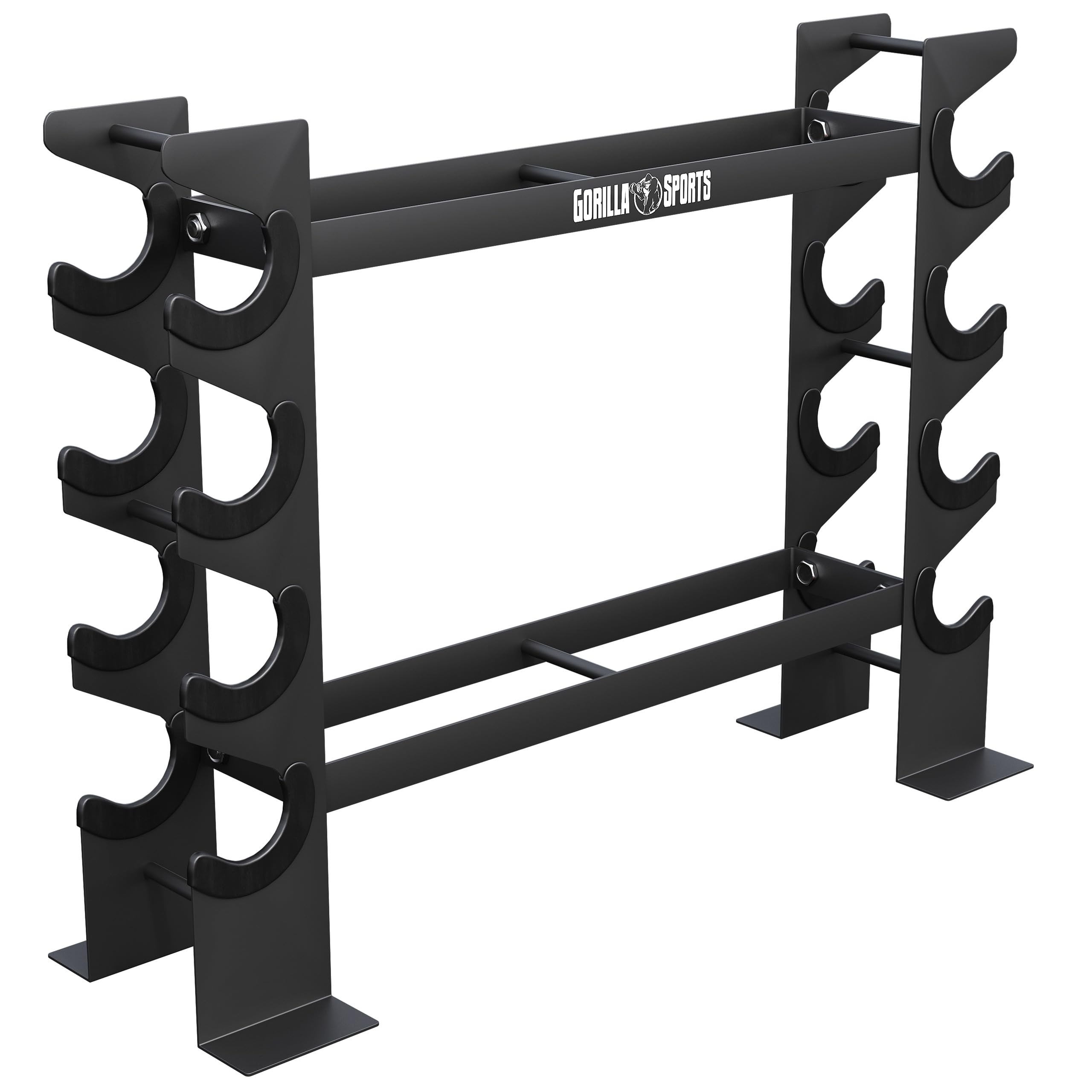 GORILLA SPORTS® Porta Pesi - Multifunzionale, 68x20x52 cm, Carico Mass. 300 kg, Nero - Manubri Palestra Casa, Rastrelliera, Attrezzi, Rack, Supporto Manubrio, Home Gym, Dischi, Accessori, Fitness