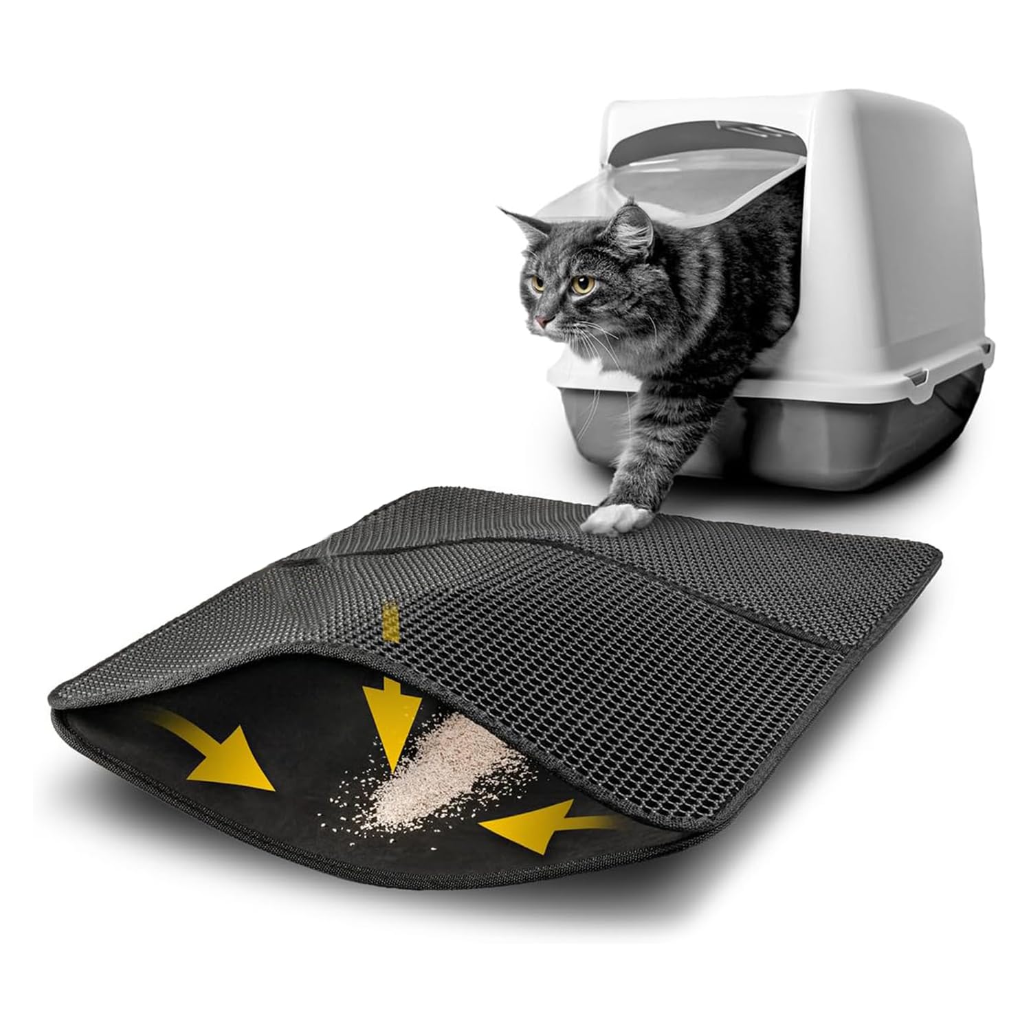 YellowCult Cat Litter Mat, Honeycomb Double Layer Design, Urine & Water Proof Material, Scatter Control, Less Waste, Easy to Clean,Washable, Non-Slip Kitty Litter Mats for Floor (30 X 45 Cm) 1 Pack-S-image-26