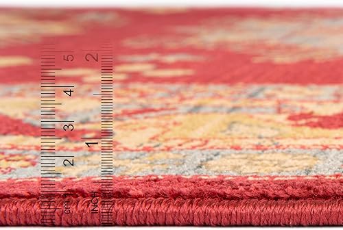 Miniatura 5 de Unique Loom Sahand Collection SRP001 - Alfombra geométrica tradicional, 2 pies x 6 pies 2 pulgadas, rojobronceado