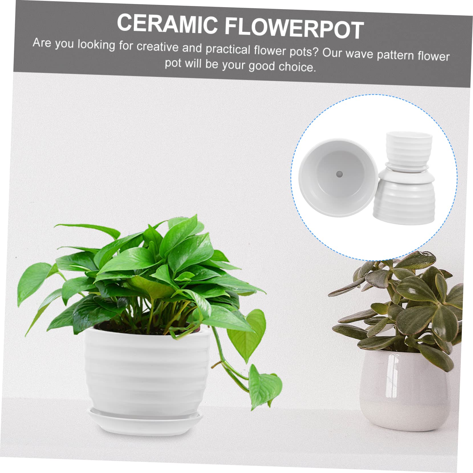 POPETPOP Doniczki Do Kwiatów Do Wewnątrz/na Zewnątrz 1 Zestaw 3 Ceramicznych Tacek Kreatywny Pojemnik Do Sadzenia W Domu