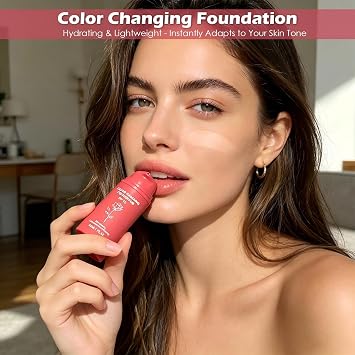 Color Changing Foundation for Mature Skin, Concealer Cover Cream, 2-In-1 Hydrating Lightweight Liquid Foundation, Skin Tone Adapting Foundation for All Skin Types, Natural