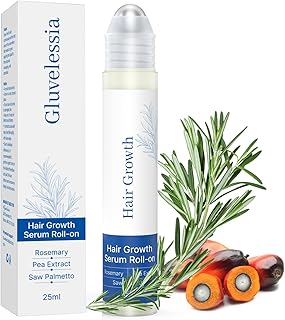 Hair Growth Serum Roll On with Rosemary，Helps Support Thicker, Fuller Hair Appearance，Clean, Non-Greasy Hair Loss Support for Men & Women，Saw Palmetto，0.84 Fl Oz (Pack of 1)