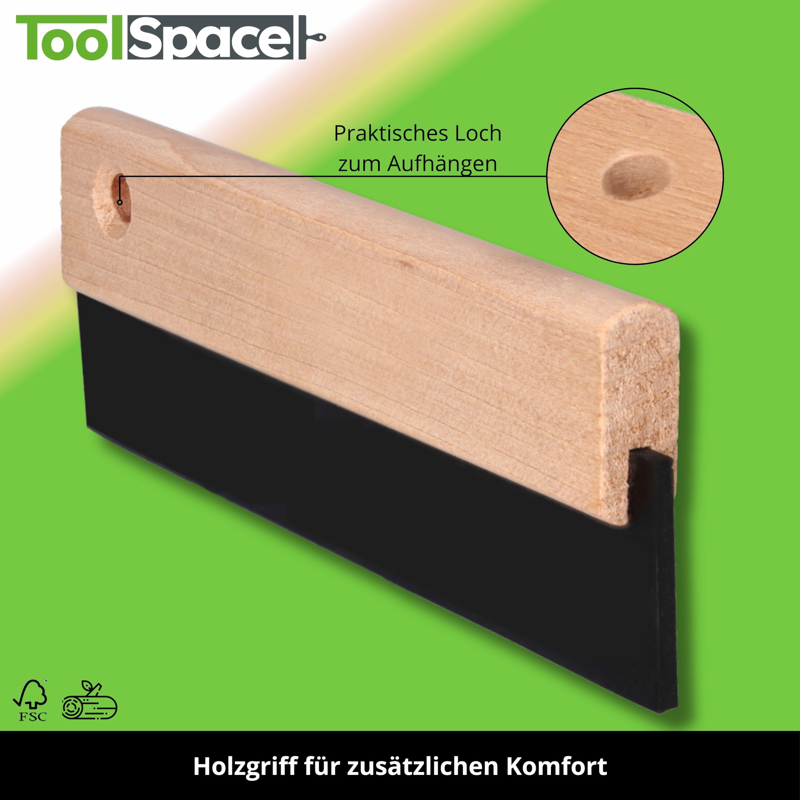 ToolSpace Rubber Spatula 150 mm Tile Rubber Grout Trowel with Wooden Handle, Grout Rubber - Image 4