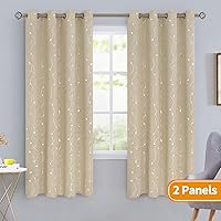 Vista 195 de BGment Room Darkening Curtains 95 Inches Long, Grommet Thermal Insulated Blackout Curtains with Wave Line and Dots Printed for Bedroom, 2 Panels