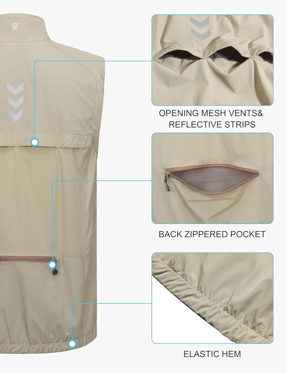 Little Donkey Andy Men's Lightweight Quick Dry Vest Packble Outerwear Sleeveless Windproof Jacket for Golfing Cycling Running - Image 7