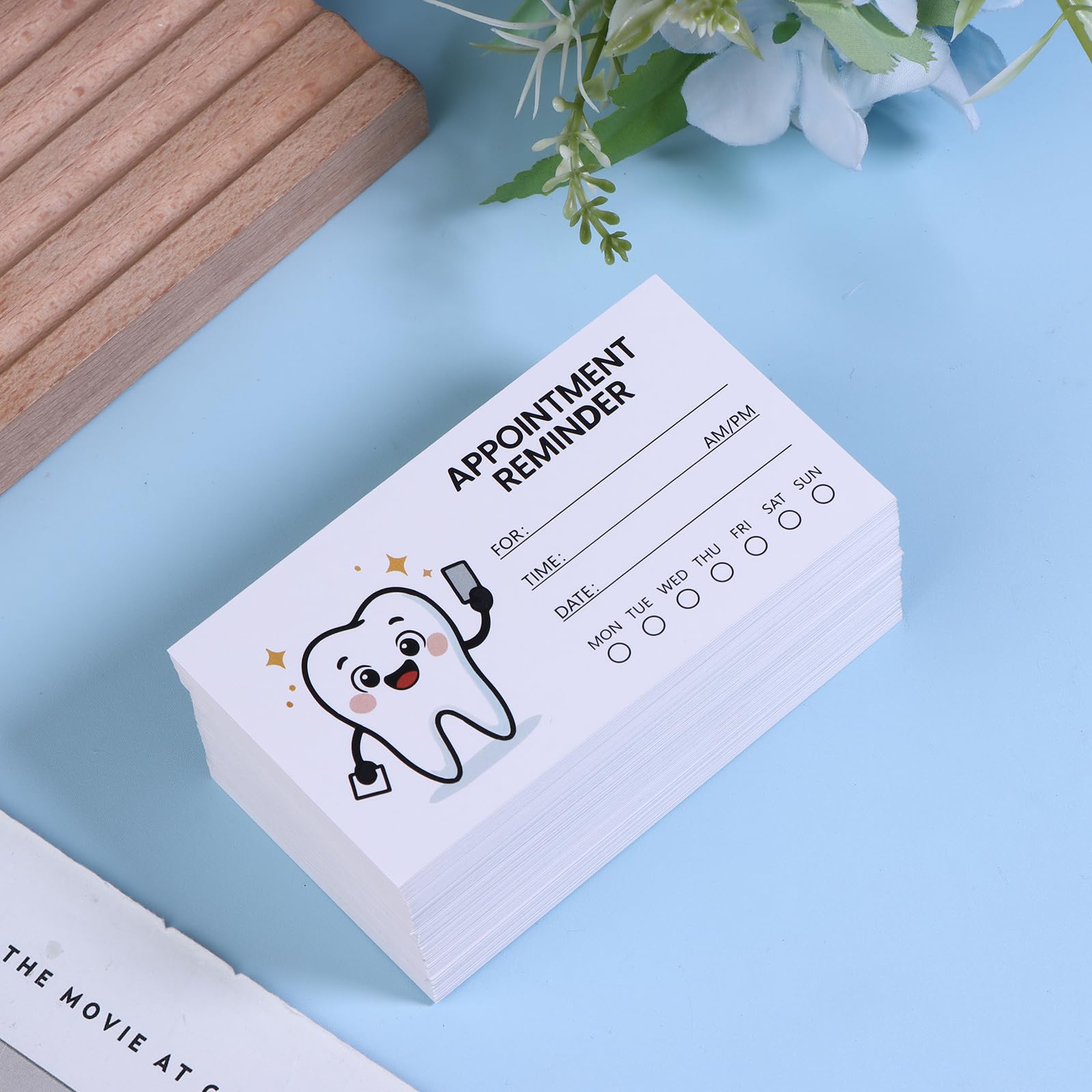 100 biglietti di promemoria per appuntamenti con design a dente, schede di notifica professionali per pazienti dentali con caselle di controllo, adatte per studio dentistico, regali dentali e schede