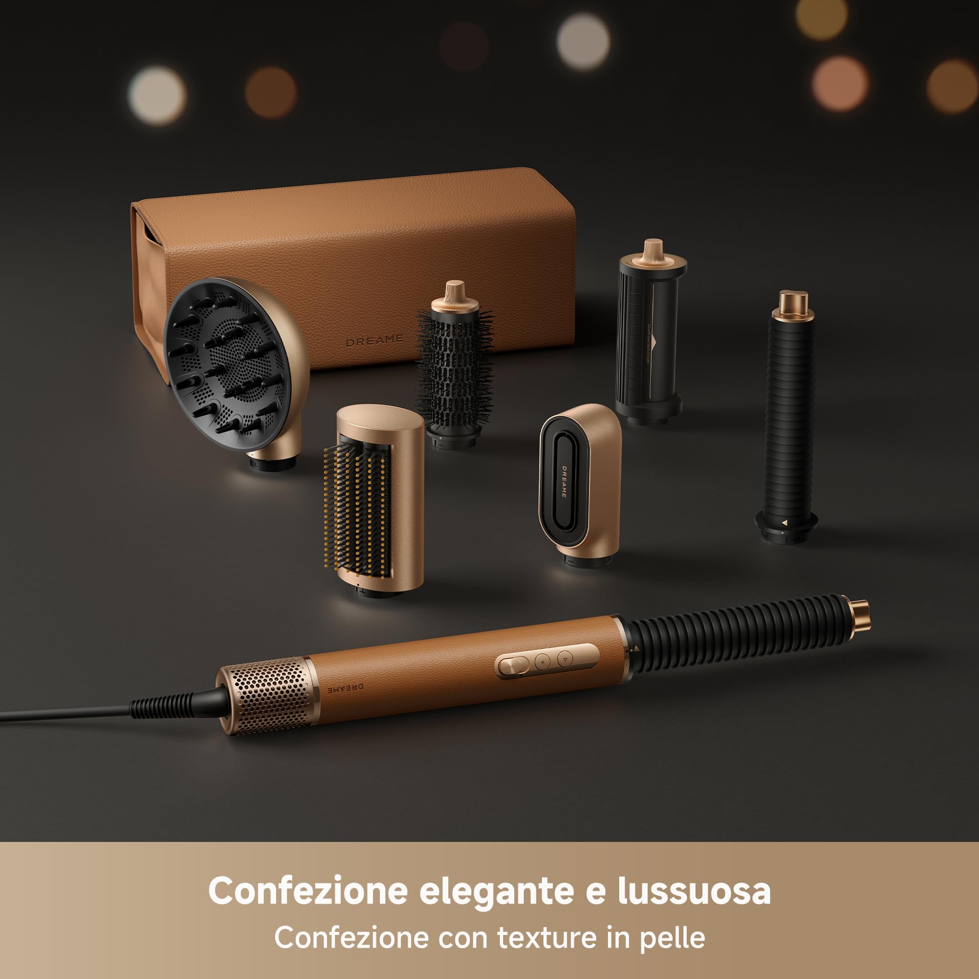 DREAME AirStyle Pro 2 7 in 1, Asciugatura Rapida, 2 Cilindri Arricciacapelli, Capelli Volumizzanti, Riduzione dell'Effetto Crespo, Confezione in Pelle, Styling a Flusso d'Aria, Design Magnetico
