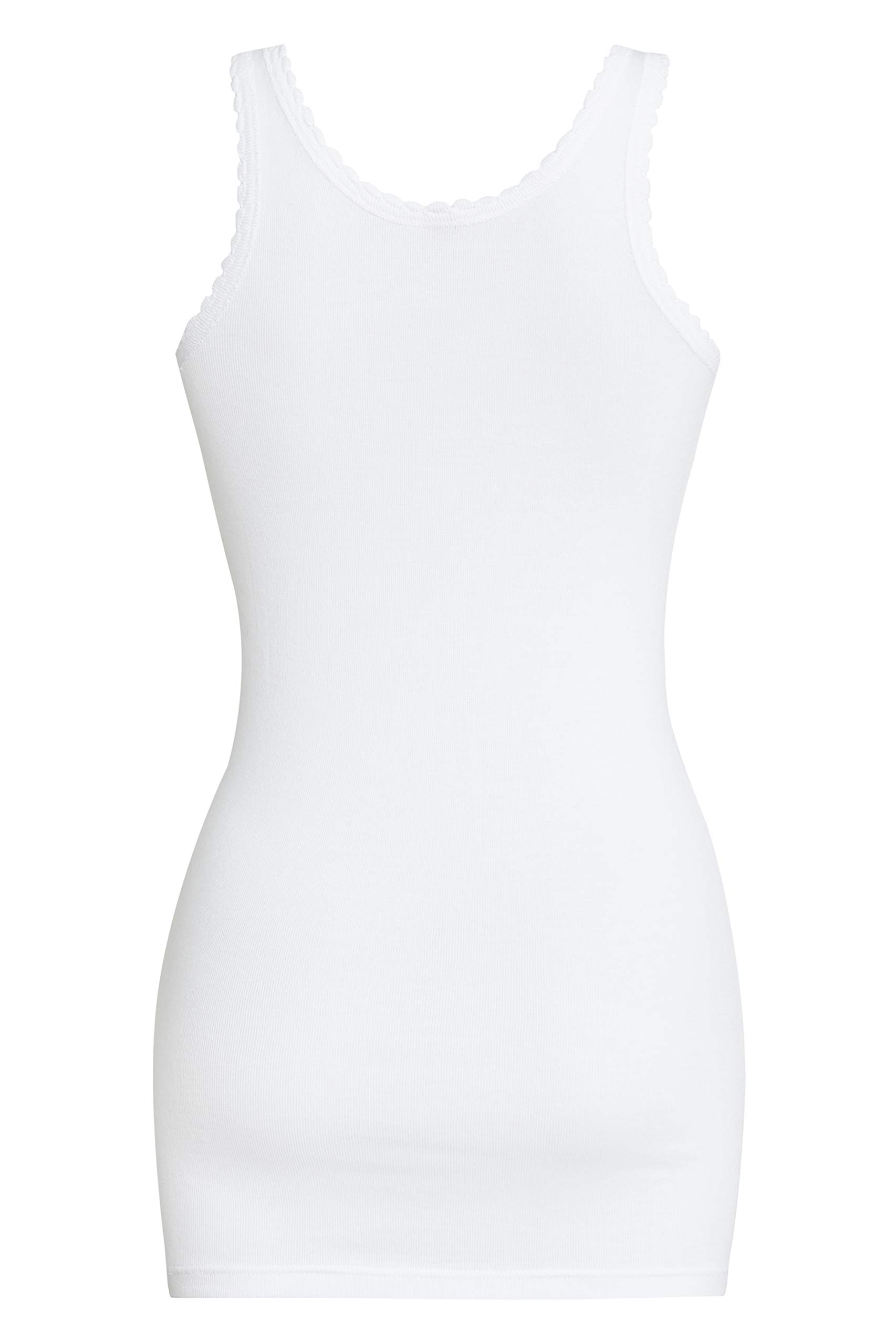 con-ta Conta Achselhemd lang Spar-Pack (1er,3er,5er Pack), Top mit Spitze für Damen, Unterhemd in Feinripp, Trägertop aus Baumwolle, weiß | Gr.: 38/S - 62/10XL