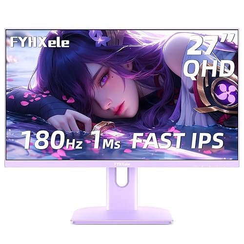 27” Gaming Monitor,QHD (2560x1440P) 180Hz 100% sRG Computer Monitors,IPS Panel, 3Sides Frameless, Flicker-Less,Blue Light Filter, for Office & Gaming (DP,HDMI)- Purple - 27" Flat QHD 1080p 180Hz Purple