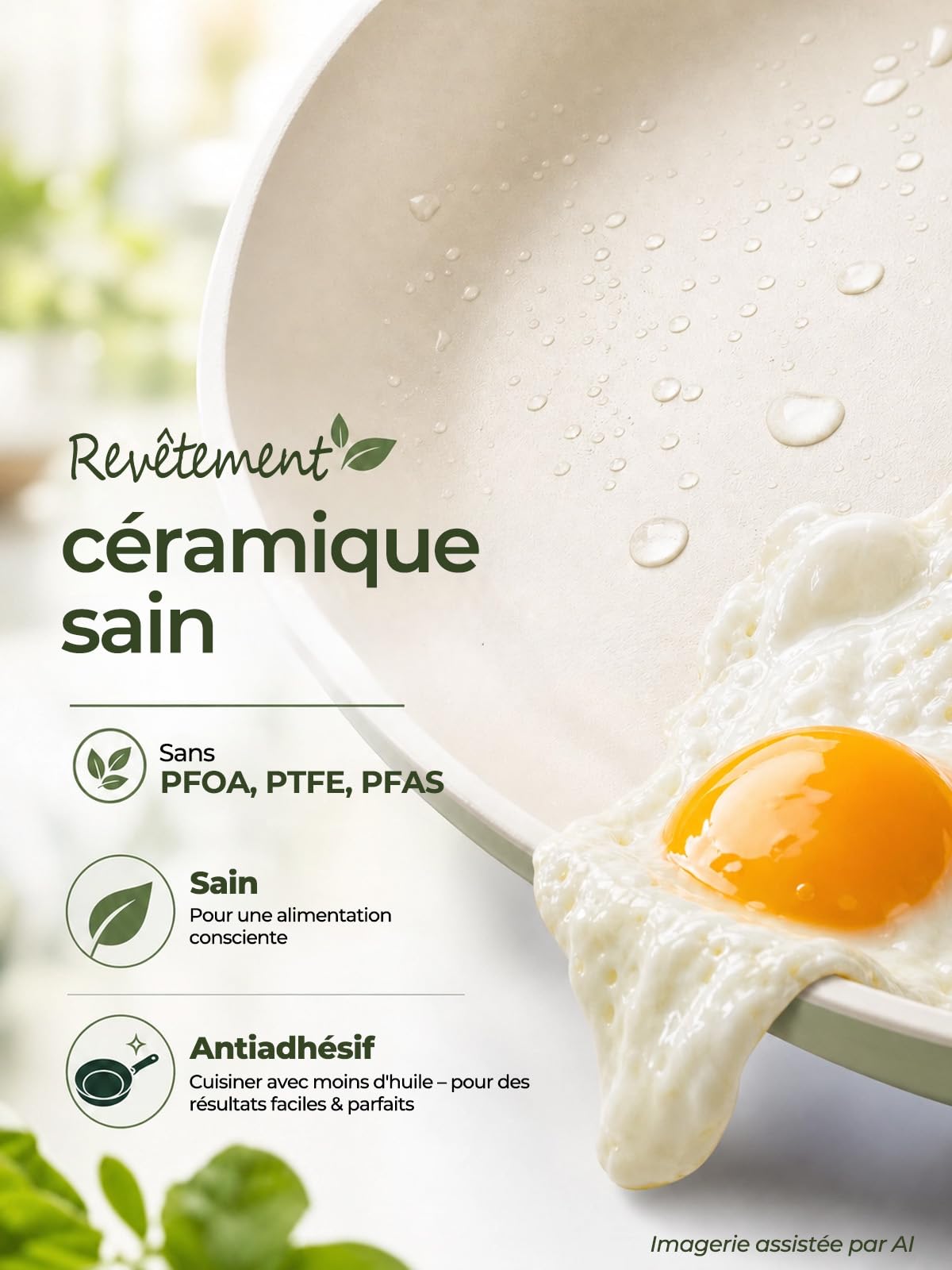 Batterie De Cuisine 17 Pièces, Poele Ceramique, Poignées Amovibles, Revêtement Céramique Antiadhésif, Induction, Lave-Vaisselle, Camping
