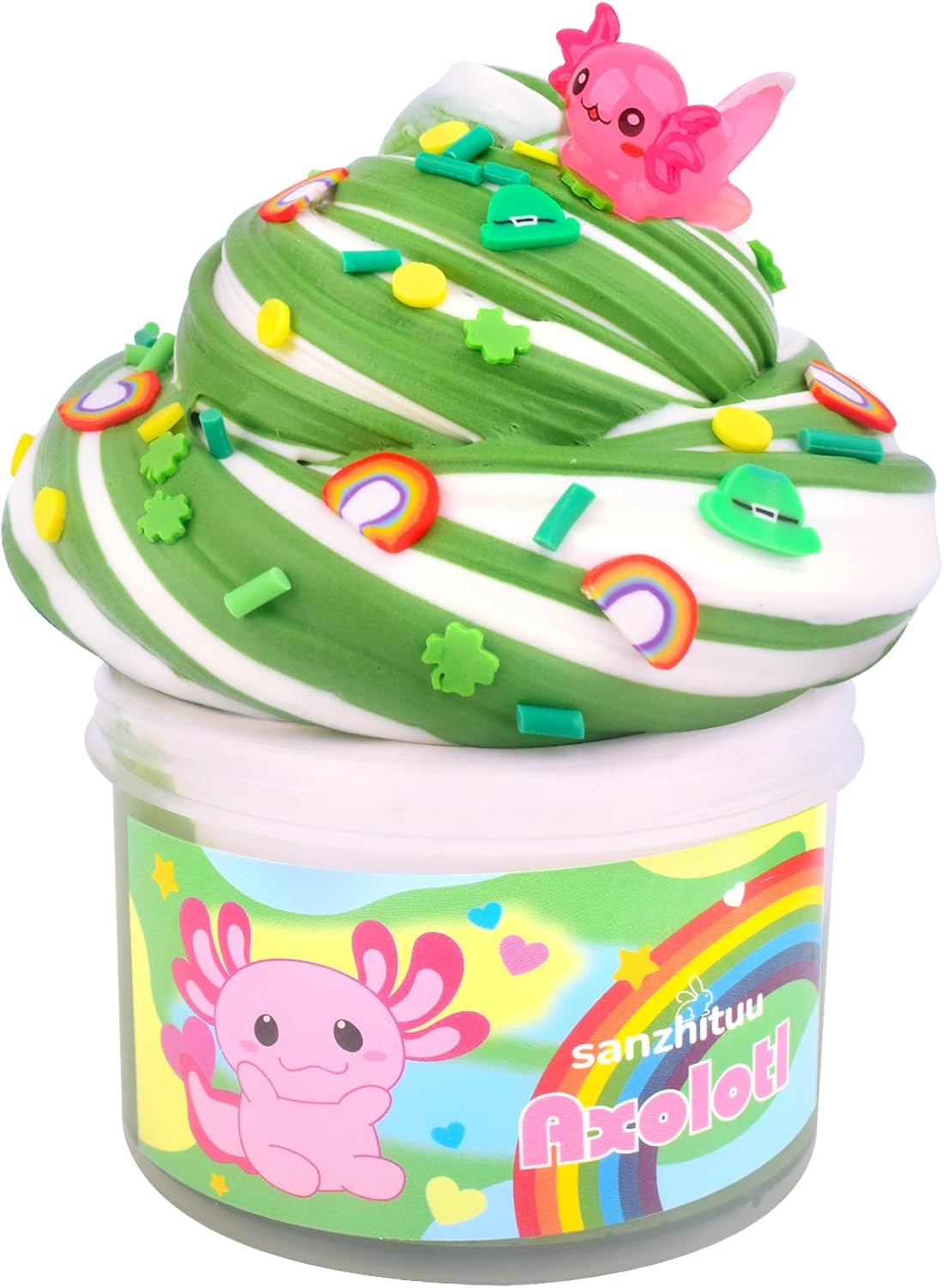 Axolotl Slime Kit for Girls Ages 7-12, with Rainbow Gittler Add ins,Perfect for Christmas Birthday Gifts,Non Sticky (Green)