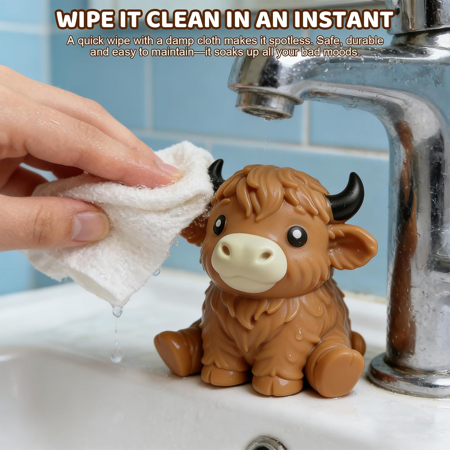 2 Pack Highland Cow Squishies Stress Toy Set - 6 Inch Soft Squeeze Fidget & Slow Rising Sensory Stress Balls, Squishy Cows Relief Toys for Adults & Kids, Cute Desk Decor, Fun Gifts & Party Favors
