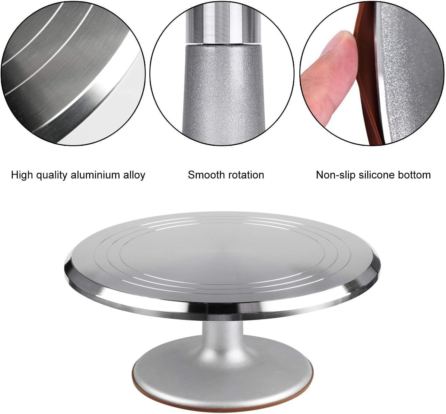 Aluminium Alloy Revolving Cake Turntable, 40 Pieces Cake Decorating Supplies Kit with Angled Icing Spatula, Cake Leveler, Smoother, 12 Inch