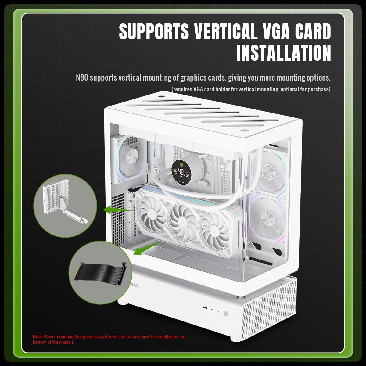 GameMax N80 WHT Zakrzywione szkło hartowane ATX PC obudowa komputera z układem dwukomorowym, 5 x 120 mm wsteczny i 1 x wentylatory ARGB PWM 120 mm, kompatybilność z chłodzeniem wodnym 360 mm i port