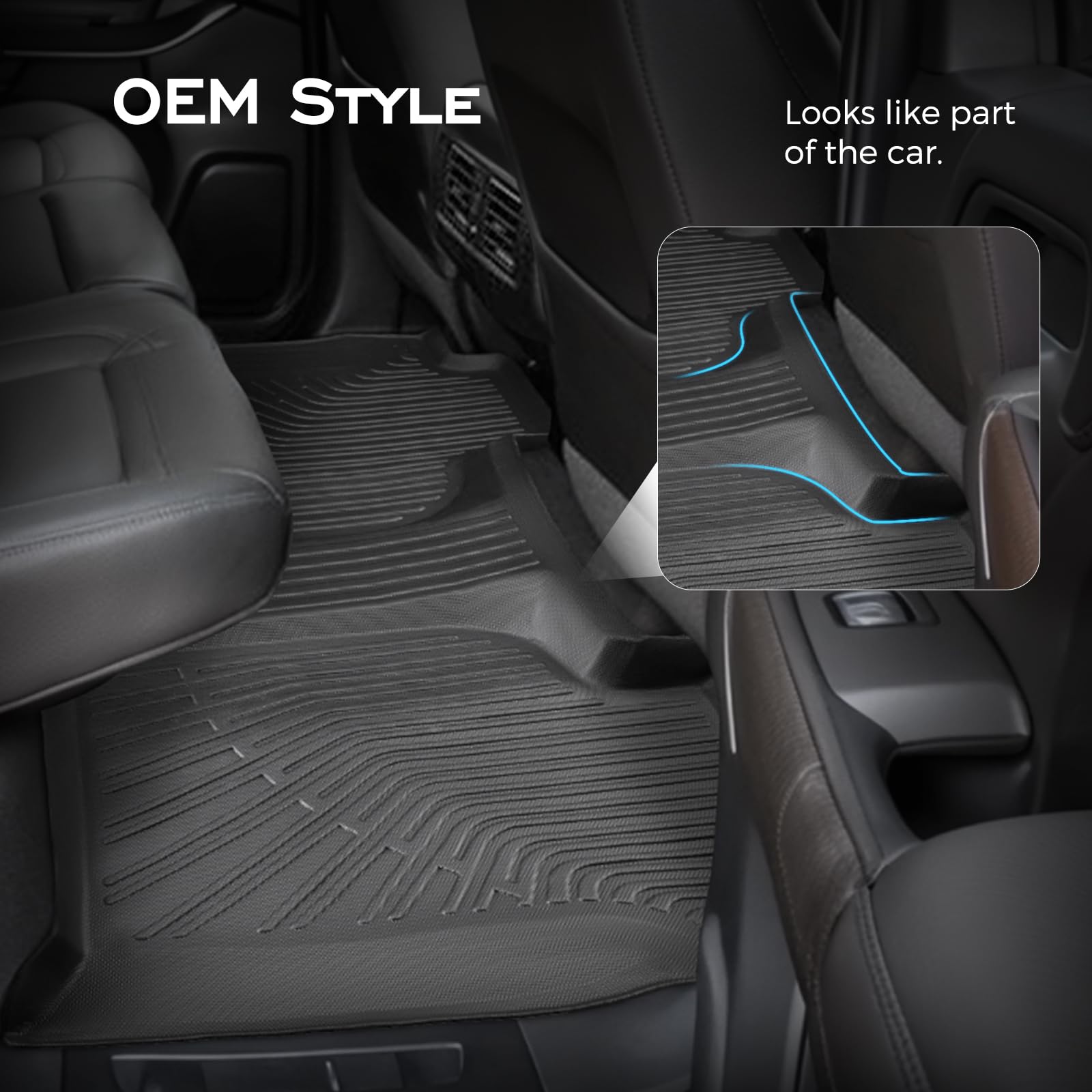 CreekT for Chevy Silverado for GMC Sierra Floor Mats 2019-2025 2026 Crew Cab Only Fit with Rear Under-Seat — view 4