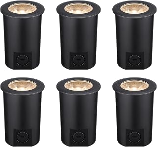 LEONLITE 3W Well Lights Landscape LED In Ground, 320LM 12-24V AC/DC Low Voltage, CRI90 IP67 ETL Listed Inground Well Lights Outdoor, Black Aluminum Housing, Embedded Parts Included, 3000K, Pack of 6