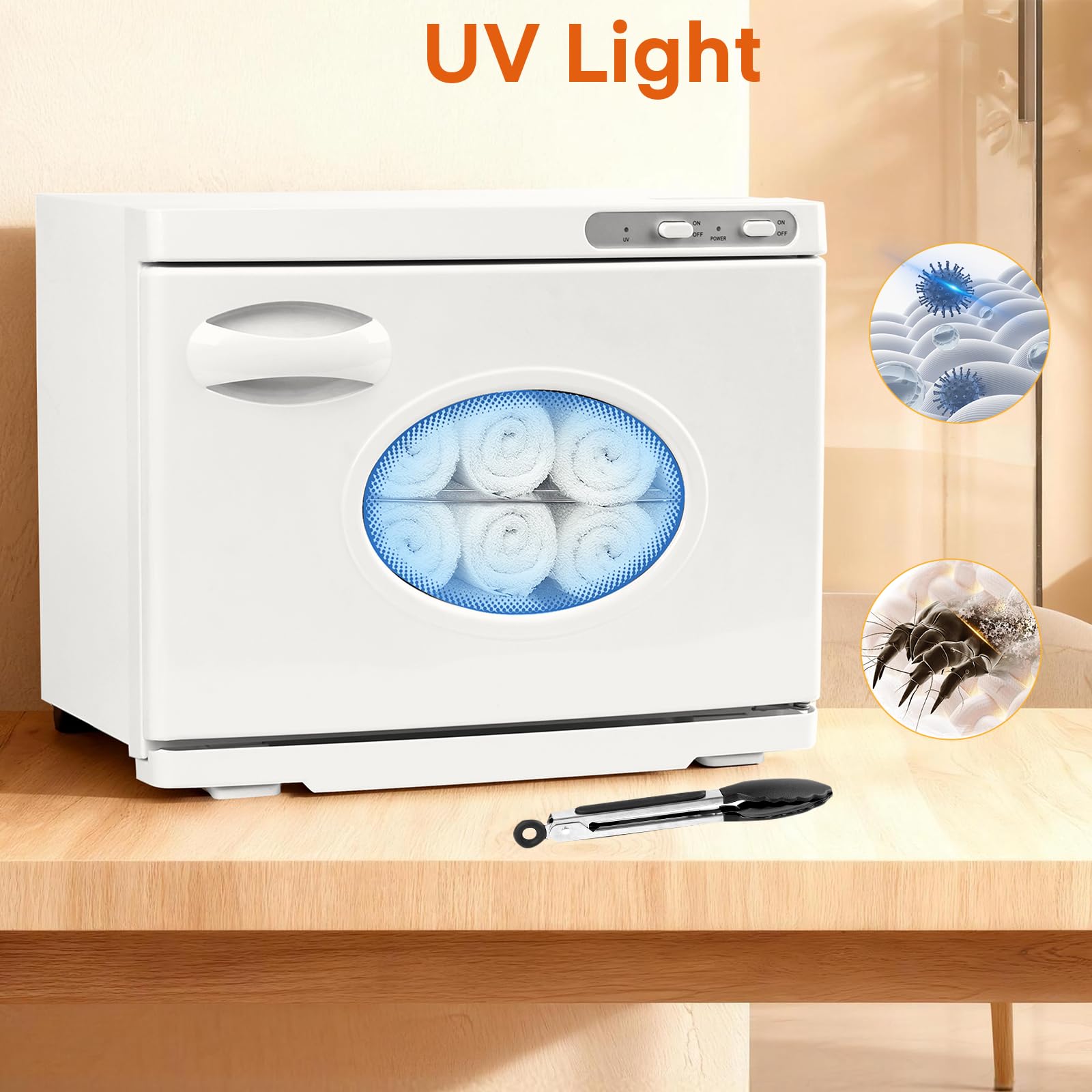 Scaldasalviette da 23 l, con lampada UV, 3 in 1 Towel scaldasalviette elettrico con finestra per spa, massaggi, salone e cura delle unghie, bianco