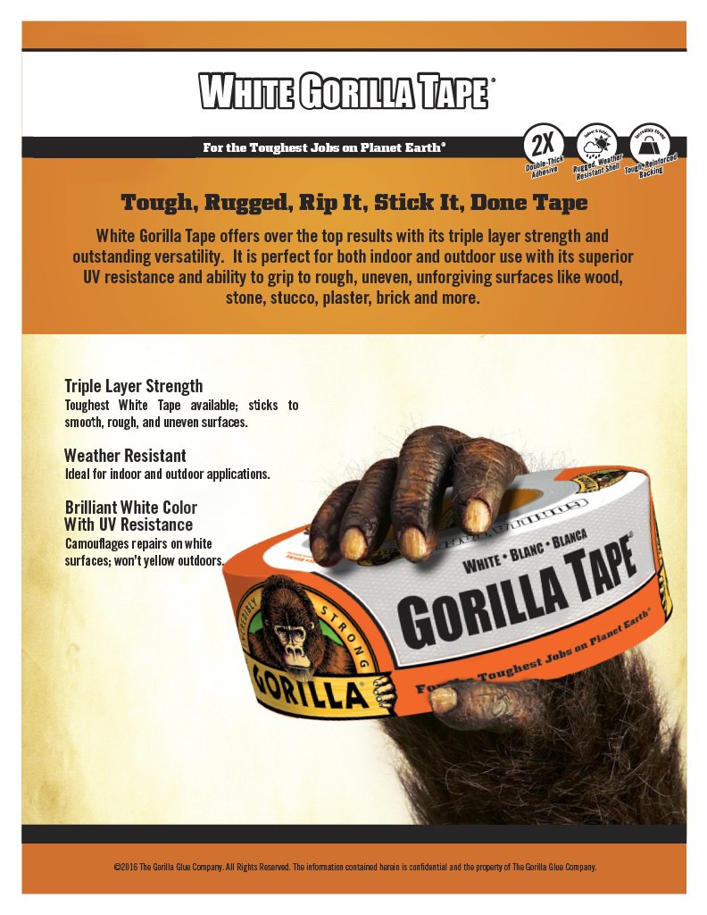 Gorilla White Duct Tape, 1.88