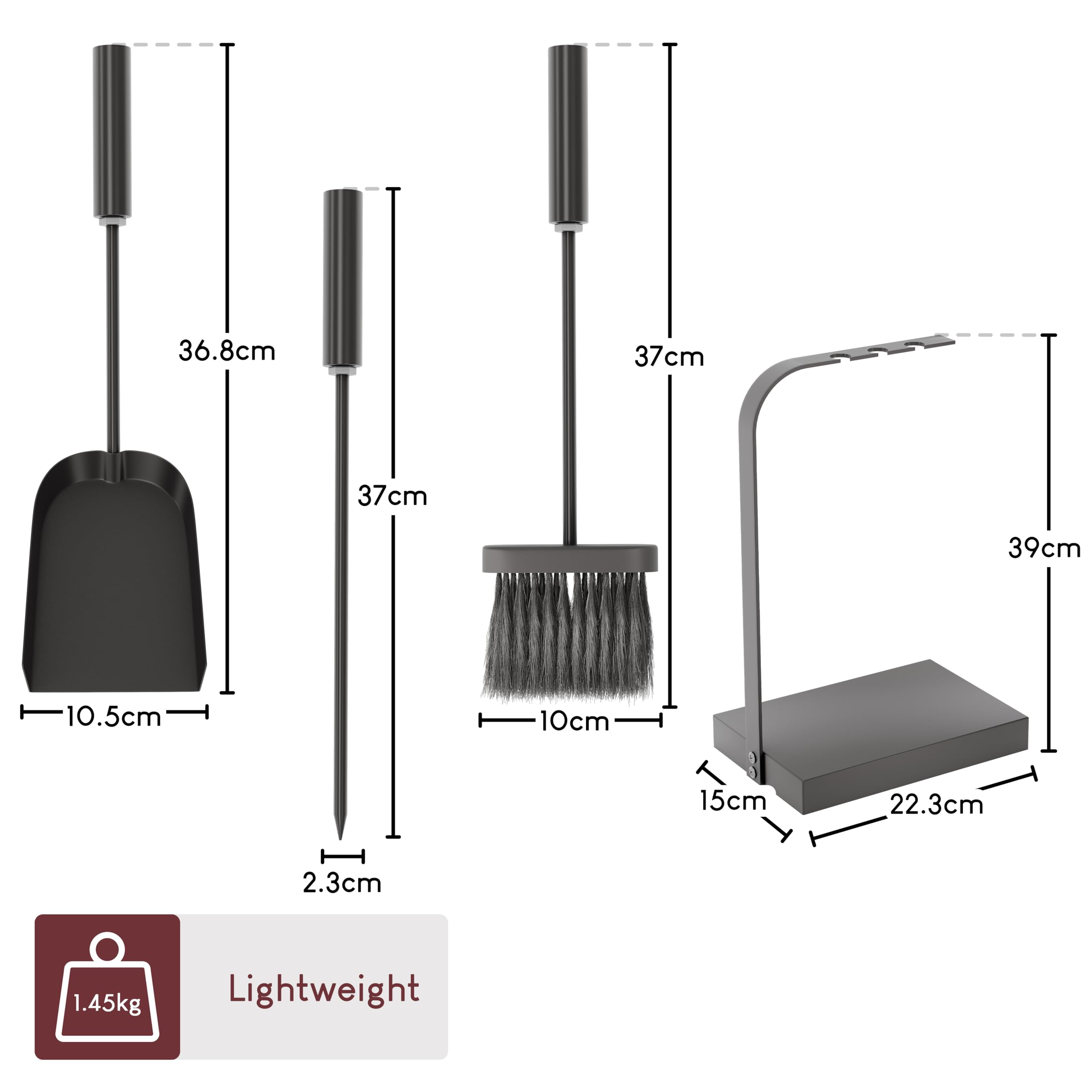 Fire Vida Fuoco Aston Fuoco Companion Set, Metallo, Nero, 4 Pezzi
