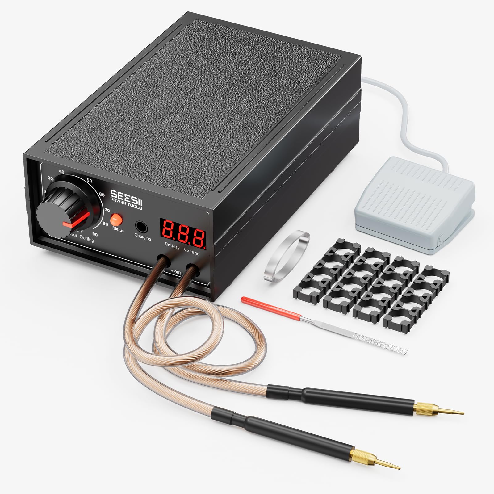 SEESII Soudeur par Point à Double Impulsion sans fil 9600mAh avec Affichage Tension en Temps Réel