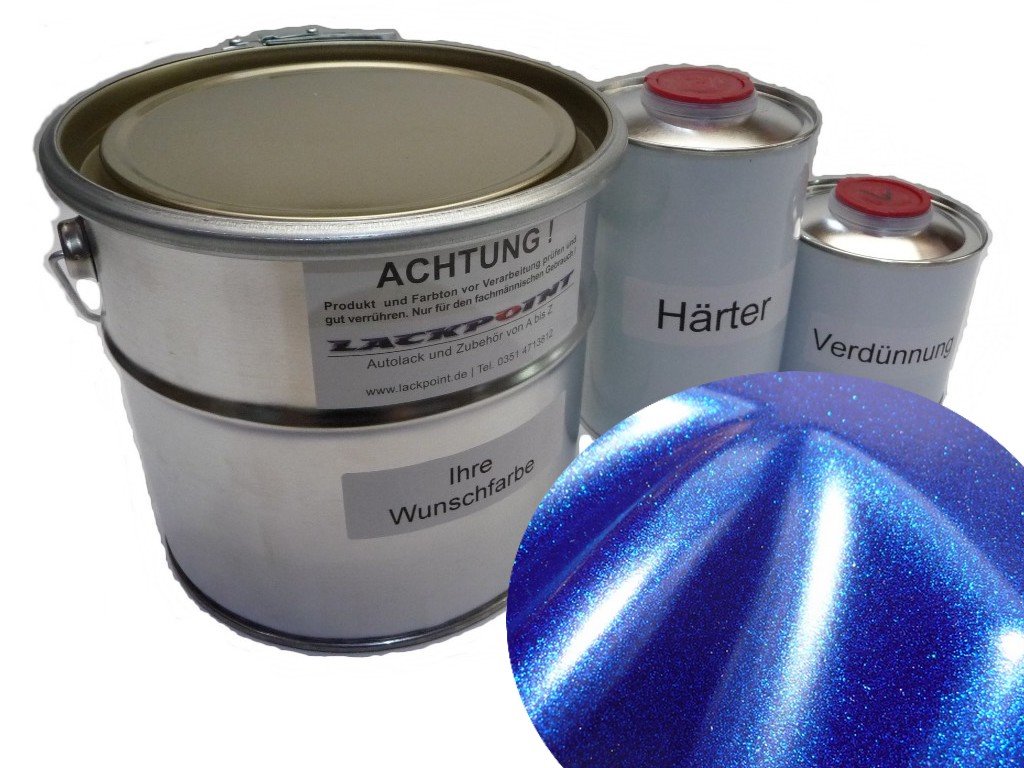 Lackpoint – Kit de peinture pour voiture 1 litre 2K Bleu nuit 2 métallisé sans vernis transparent – Tendance