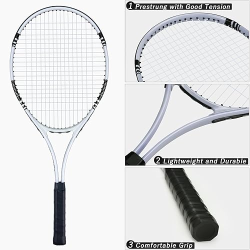 Miniatura 3 de UUBEMM Raquetas de tenis para 2 jugadores recreativas para adultos, raquetas de tenis ligeras para entrenamiento de estudiantes principiantes, juego