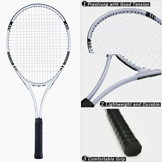 UUBEMM Tennis Rackets 2 Players Recreational for Adult,Lightweight Tennis Racquets for Beginner Student Training,Tennis Racket Set with Carrying Cover Bag,Grip Tapes,Tennis Balls