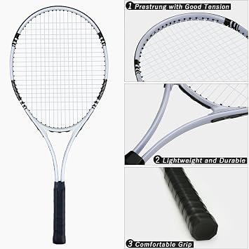 UUBEMM Tennis Rackets 2 Players Recreational for Adult,Lightweight Tennis Racquets for Beginner Student Training,Tennis Racket Set with Carrying Cover Bag,Grip Tapes,Tennis Balls
