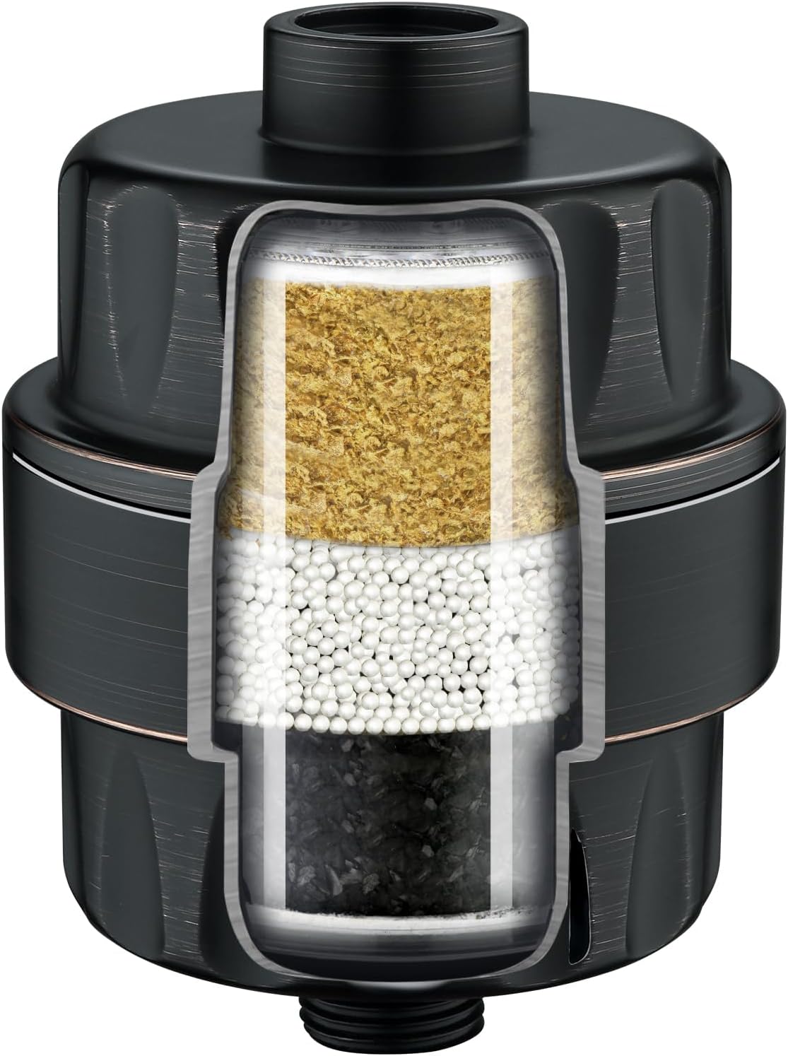 BRIGHT SHOWERS Shower Filter, High Output Shower Head Filter, 3-Stage Filtration for Hard Water & Chlorine Removal, Improves Skin, Hair & Nails, Universal Fit, Oil Rubbed Bronze
