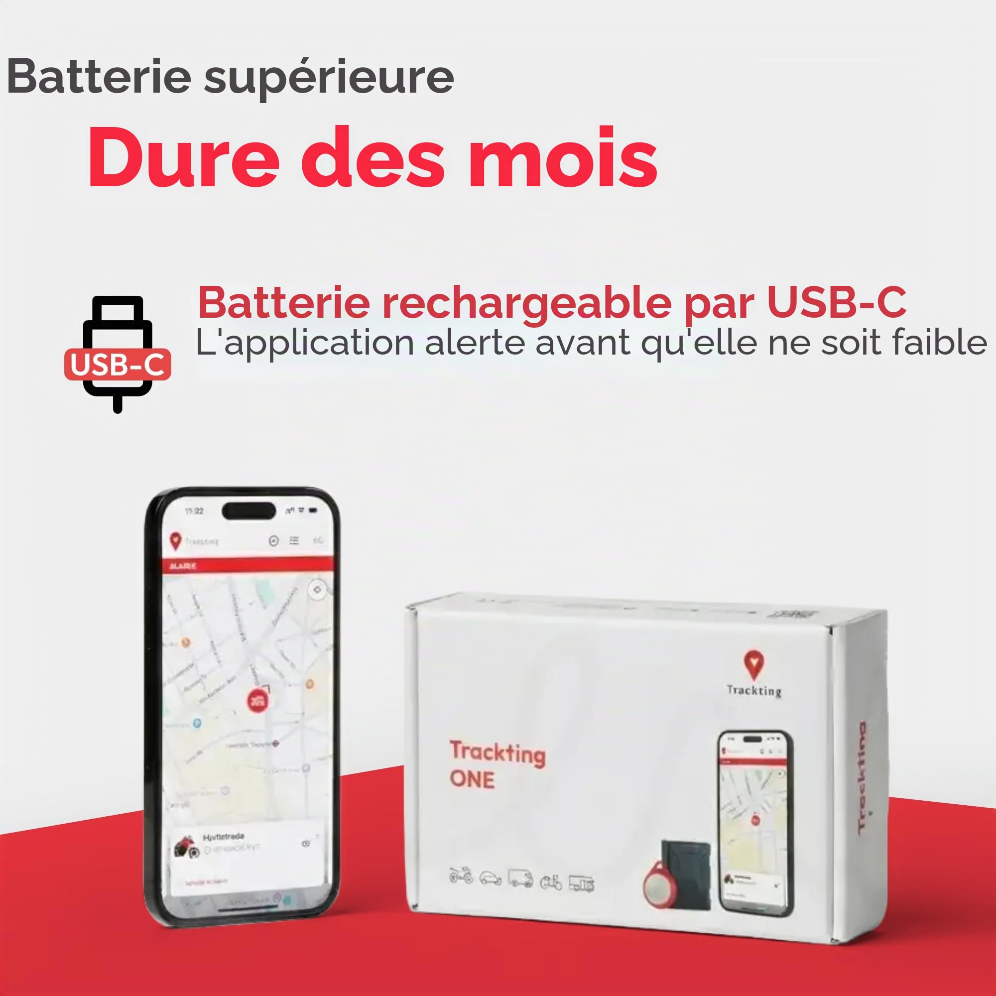 Trackting One – Dispositif GPS Antivol pour Voitures & Motos | Traceur GPS pour Voiture, Moto, Véhicules | Carte SIM Intégrée (4G/2G) – Abonnement Requis, Sans Câblage, Longue Autonomie