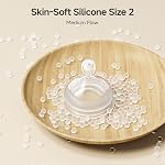 Oberni 240ml Baby Bottles, 8 Oz Wide-Neck Milk Feeding Bottle with Size"M" Teat for 3-6 Months Newborn Babies Beige/2 Pack