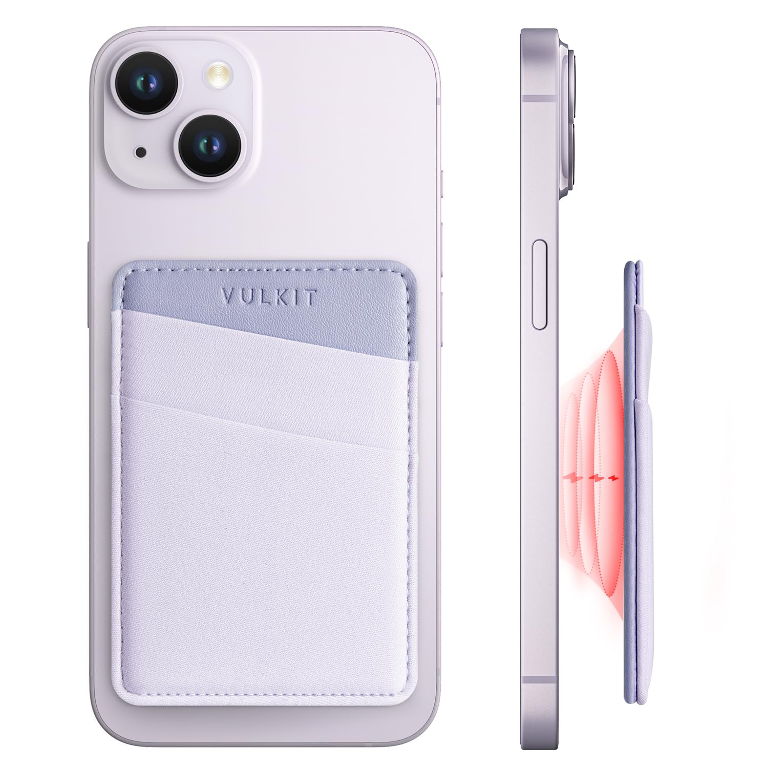 VULKIT Magsafe Wallet Compatible with iPhone 15/14/13/12 Series, Stretchy Lycra RFID Card Holder with MagSafe Magnet