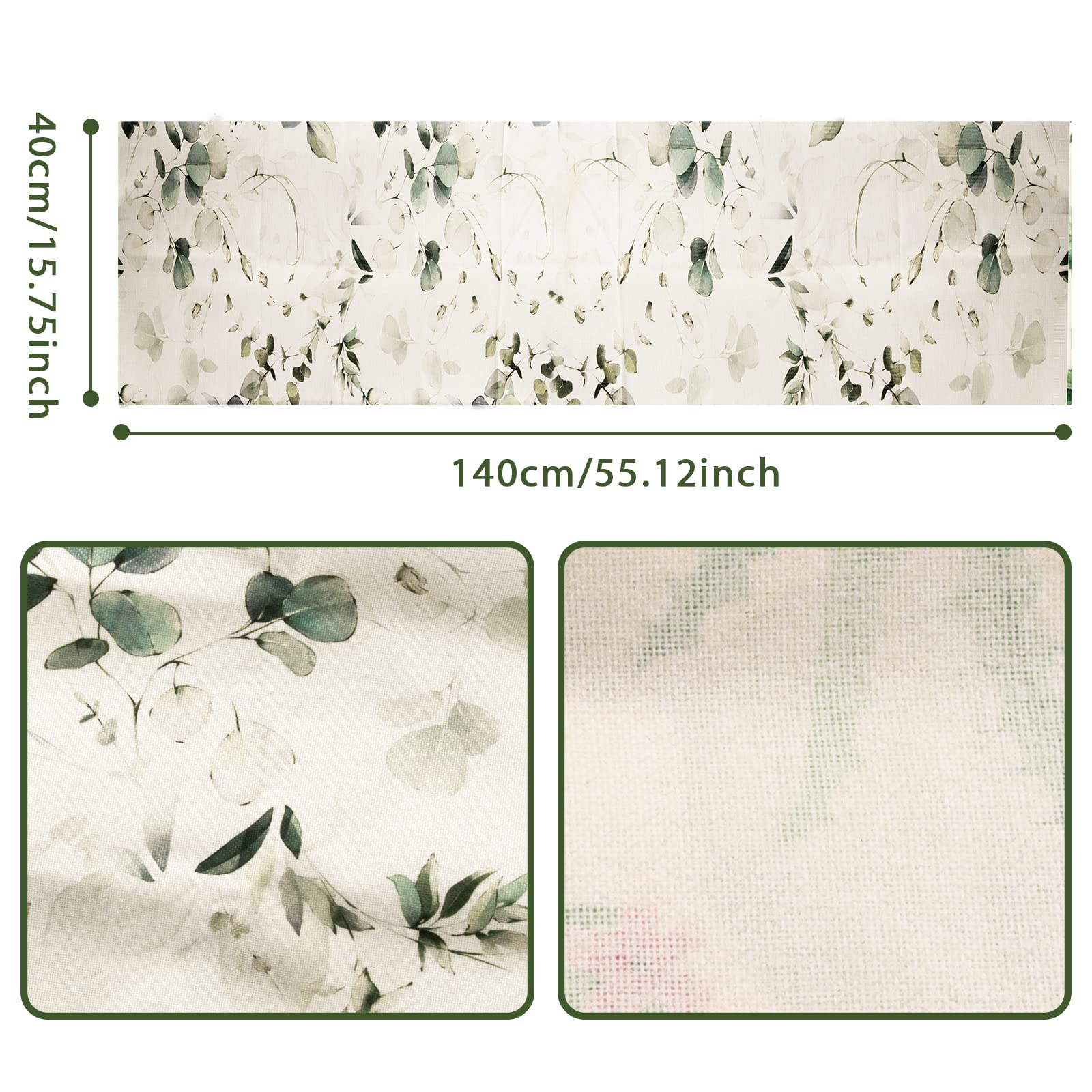 Aitsite Runner da tavola verde Estate Primavera Eucalipto Anelli Cucina