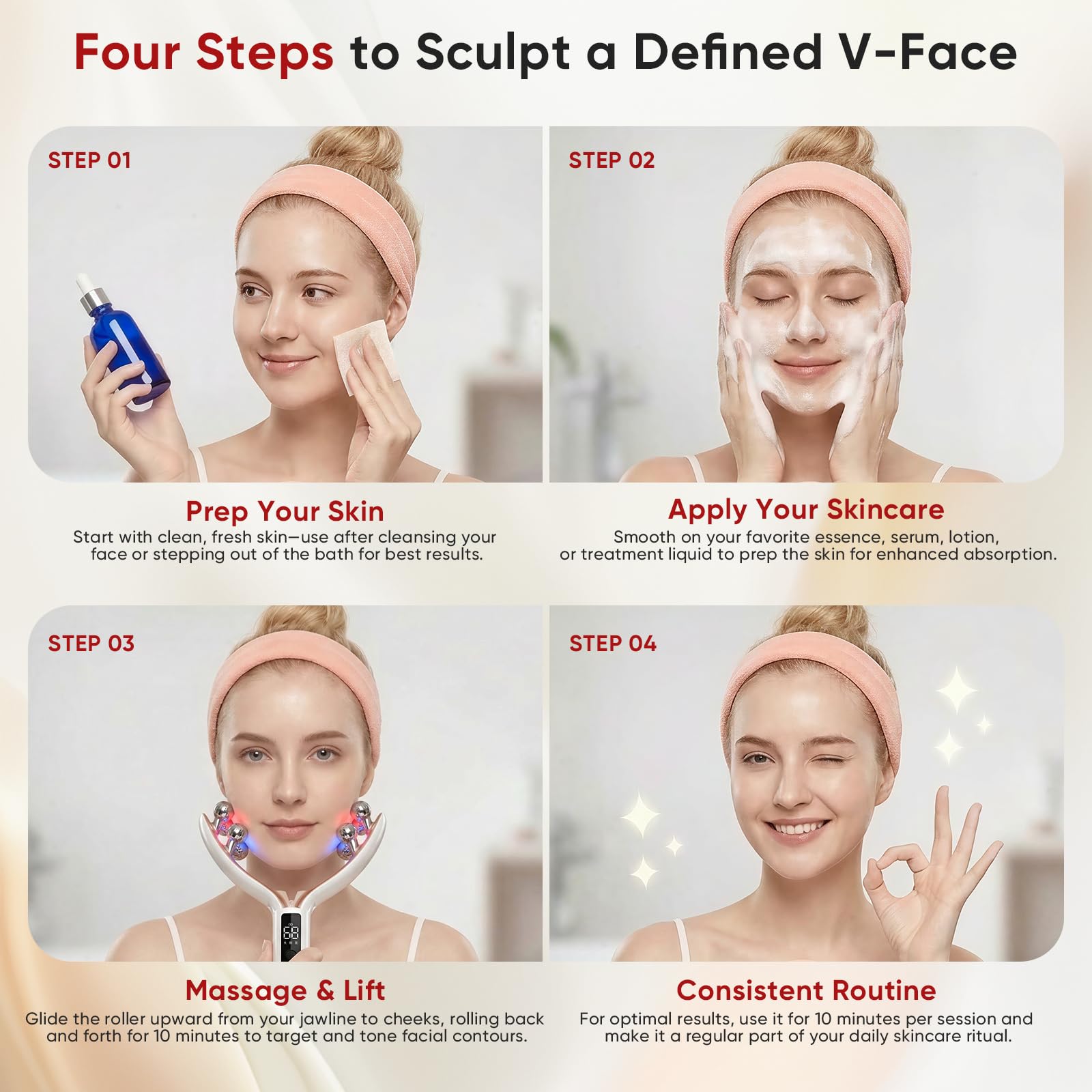 5 in 1 Face Massager, Face Roller Jaw & Tmj Massager for Lymphatic Drainage