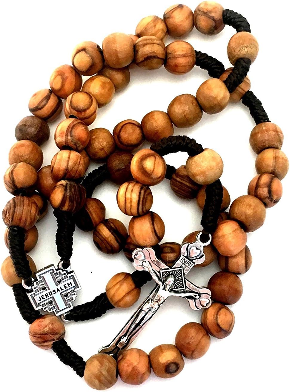 Soul Shop Olive Wood Rosary - Christian Gift from Jerusalem, Traditional Cord Wooden Prayer Beads Brown