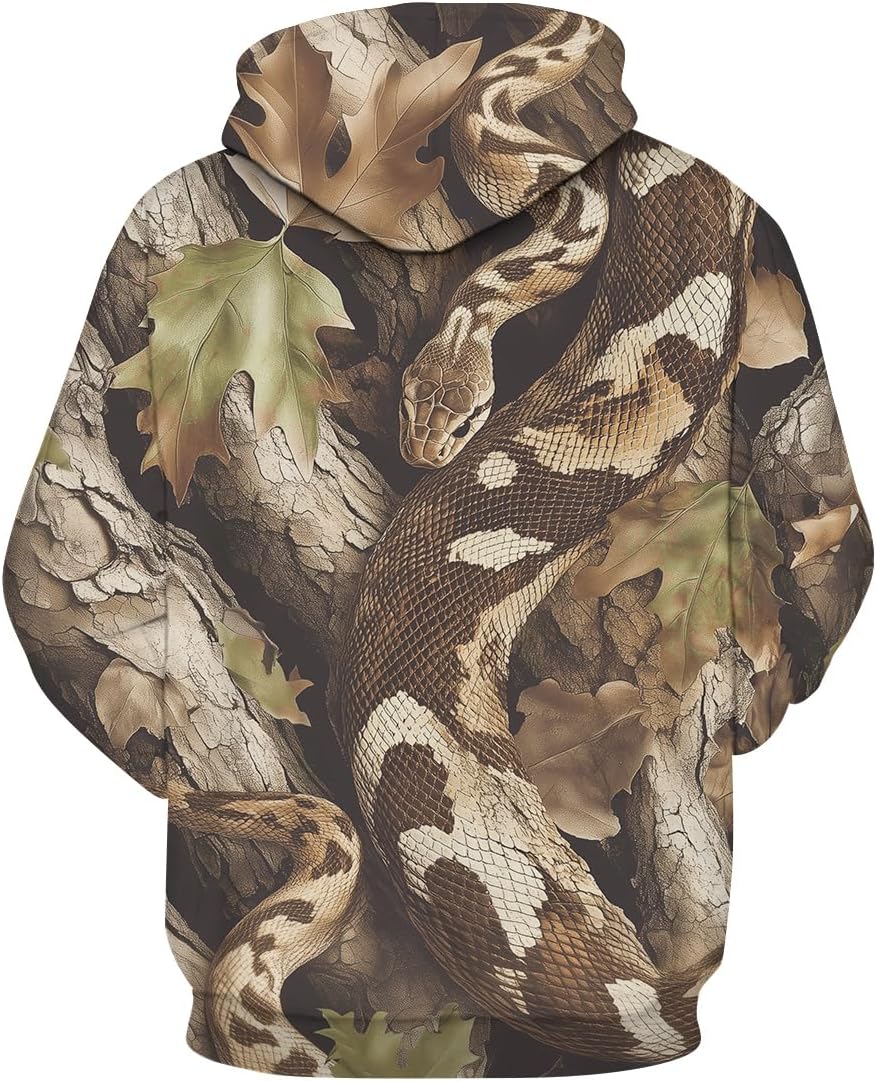 Realistic Snake Camouflage Hoodie for Men Camo Sweatshirt Hunting Hoodies Pullover - Image 4