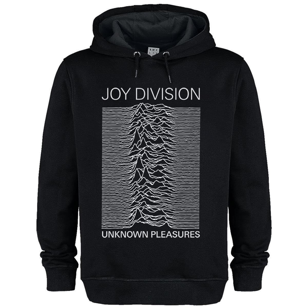 Amplified Unknown Pleasures Joy Division Adult Unisex Hooded Sweatshirt (Black)