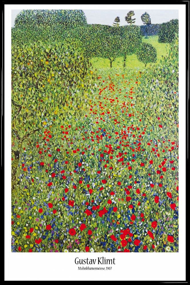 Gustav Klimt Affiche Prête à Suspendre Évite les Plis Champ de Coquelicots