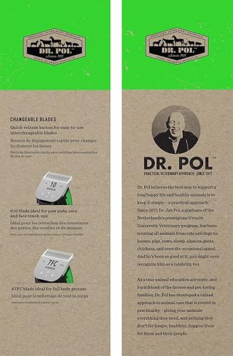 Miniatura 7 de Andis Dr. Pol Easy Clip Versa Clipper Kit  Solución completa de aseo con cuchillas desmontables, peines de fijación, cortaúñas y más para un aseo