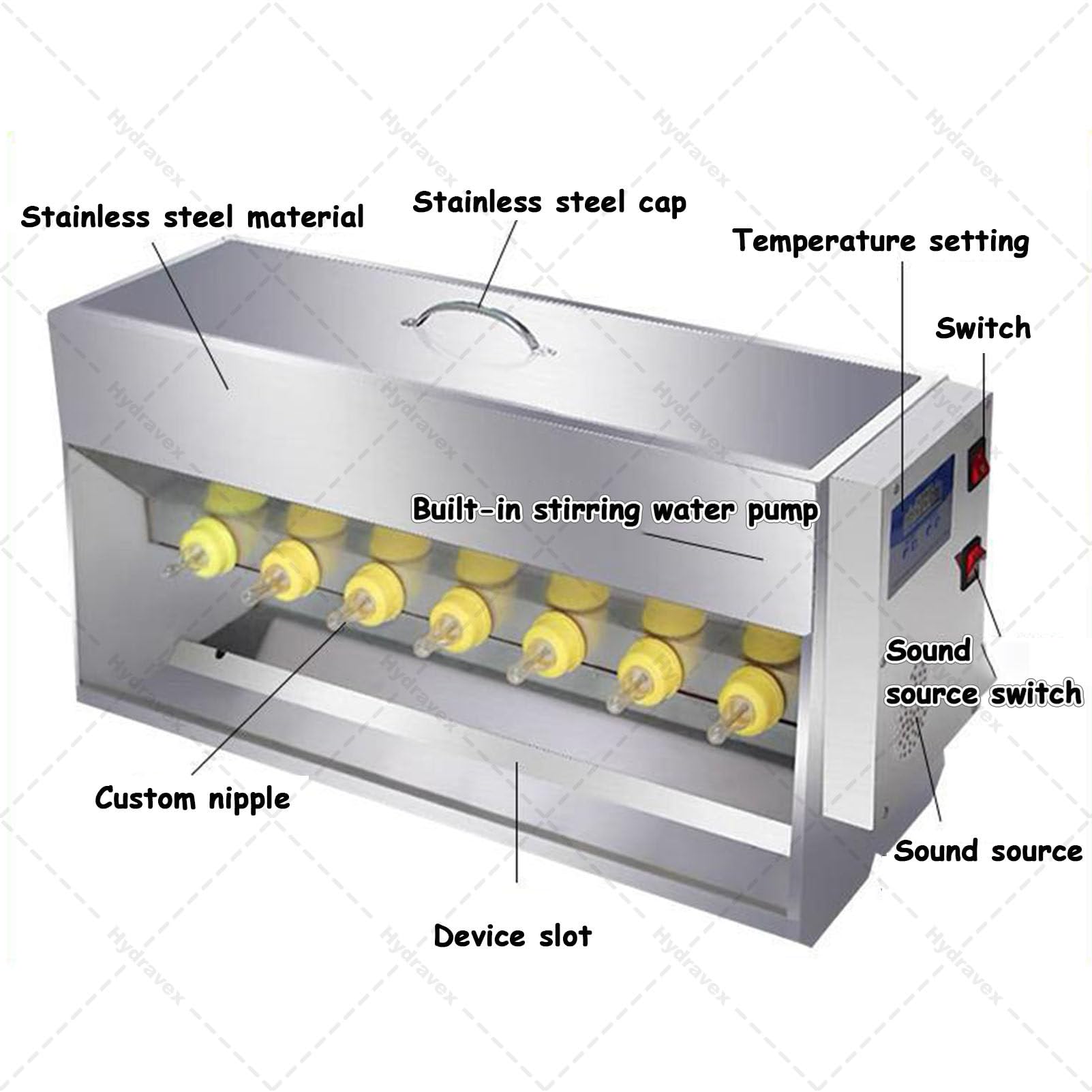 Comedero de leche para lechones de 15/20 L, agitación automática con simulación de sonido, máquina de lactancia de acero inoxidable para corderos y ganado pequeño, evita correr