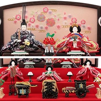 Amazon | 雛人形 ひな人形 雛 三段飾り 五人飾り 琳野作 御雛 h243-aka