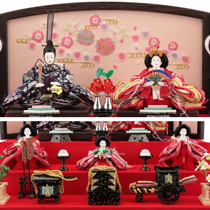 雛人形 彩音 5人飾り3段飾り ひな人形 見たい！最高級値段 五人収納飾り 雛人形 三段飾り 【 かすの雛