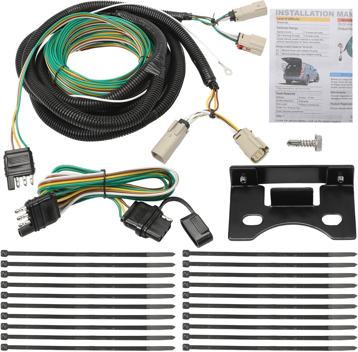 58992 Trailer Wiring Harness & Towing Wiring Harness for 2021 2022 2023 2024 Bronco, Custom Towed Vehicle RV Wiring Kit for Dinghy Towing