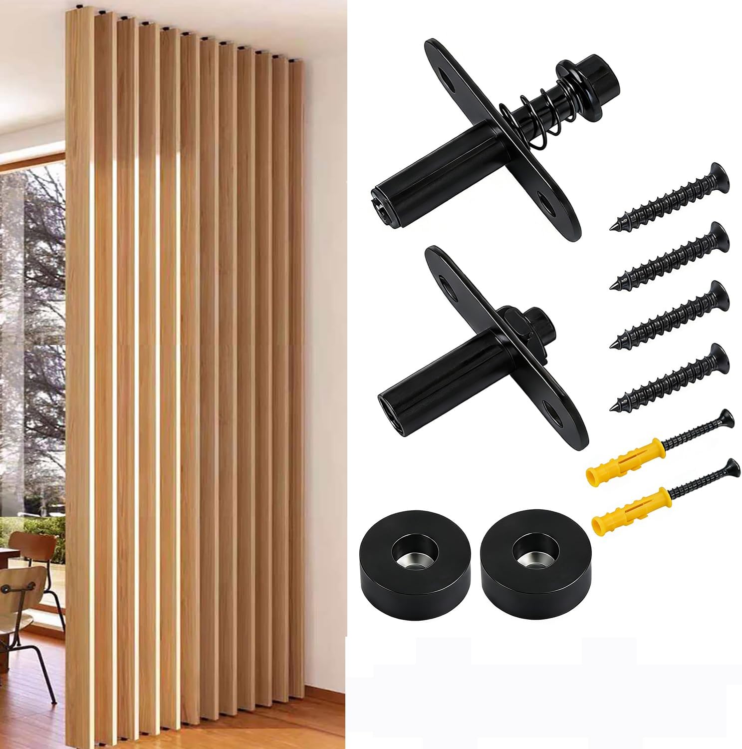 Metal Hood Pins with Spring Clips Racing Style Universal Fit for Revolving Door (2, Black)