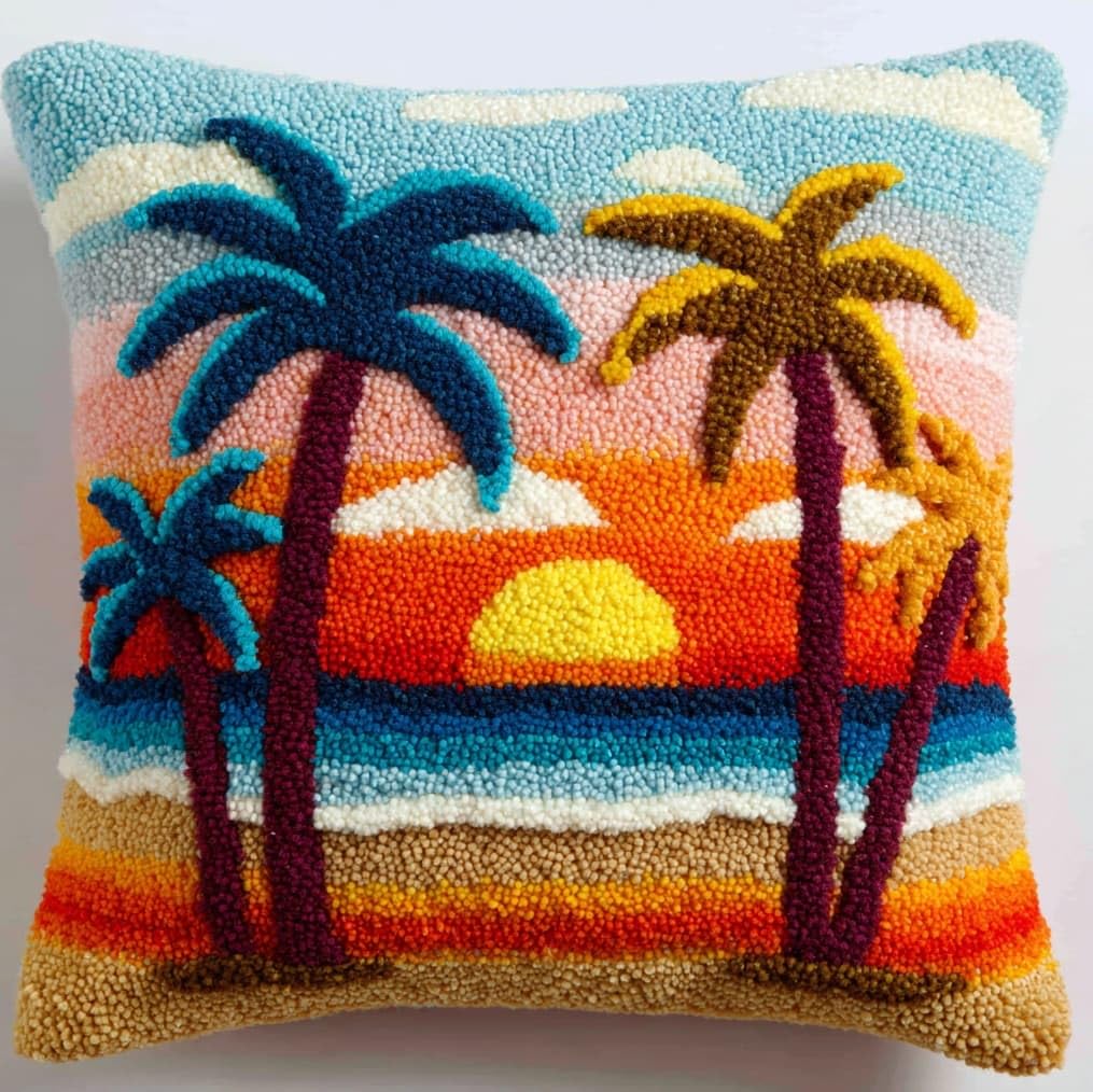 AxiangziK DIY Latch Hook Kits 43x43cm,Coconut Trees